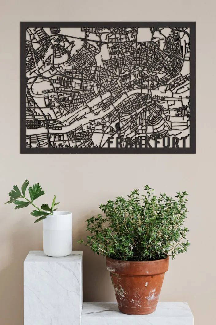 Citymap »Frankfurt« aus Holz