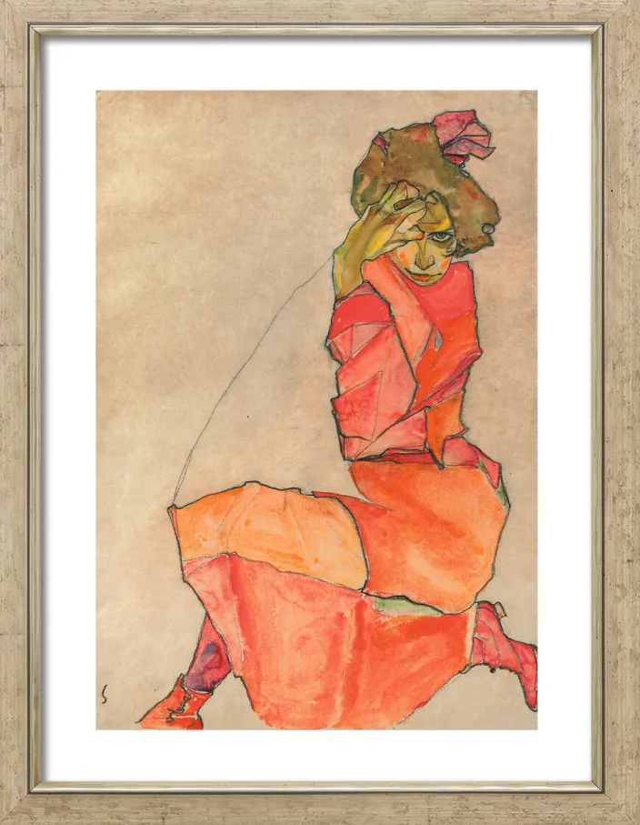 Egon Schiele: Bild »Kniende in orange-rotem Kleid«, 1910