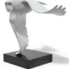 Evert den Hartog: ​ Skulptur »Sneeuwuil - Schneeeule«, Bronze grau