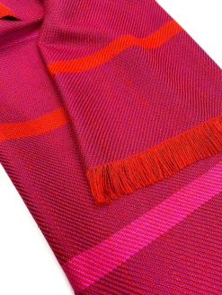 Gewebter Seidenschal in Fuchsia und Rot