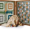 4-in-1 Retro Kombi-Spiel-Set aus Walnuss-Holz