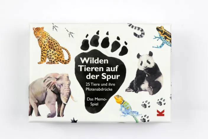 Memo-Spiel »Wilden Tieren auf der Spur - 25 Tiere und ihre Pfotenabdrücke«