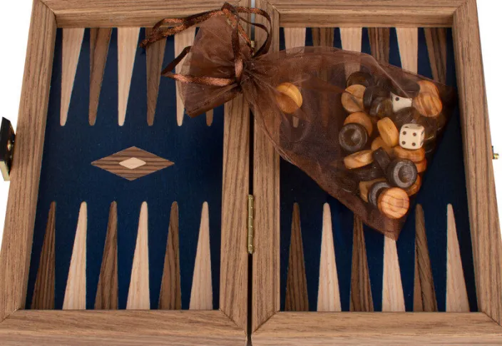 Pocket-Backgammon aus Nussbaum