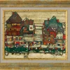 Schiele, Egon: »Häuser mit bunter Wäsche (Vorstadt II)«, 1914