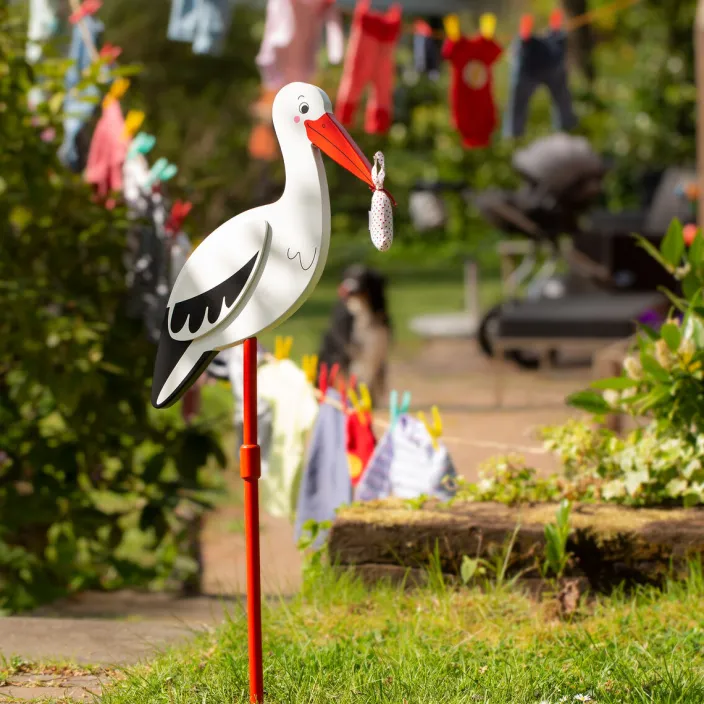 Stecker Storch mit Babytuch